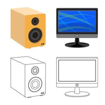 Vector illustration of laptop and device logo. Set of laptop and server vector イラスト素材