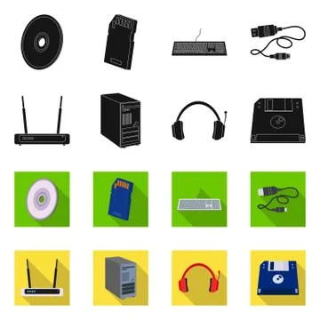 Vector illustration of laptop and device symbol. Collection of laptop and server イラスト素材