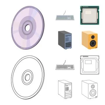 Vector illustration of laptop and device sign. Collection of laptop and server Stock Illustration
