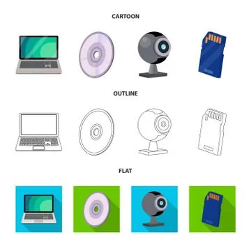 Vector illustration of laptop and device icon. Set of laptop and server stock Illustrazione stock
