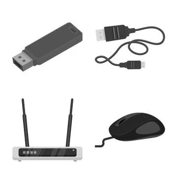 Vector illustration of laptop and device icon. Set of laptop and server stock Stock Illustration