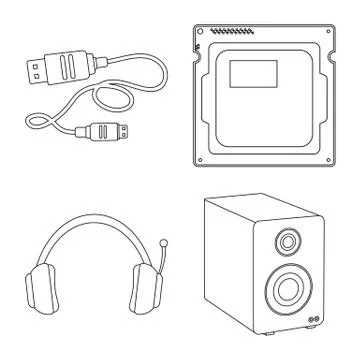 Vector illustration of laptop and device logo. Collection of laptop and server Stock Illustration