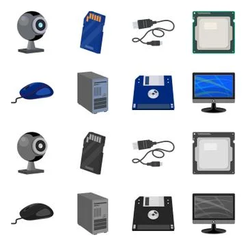 Vector illustration of laptop and device symbol. Collection of laptop and server Illustrazione stock