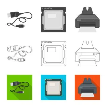 Vector illustration of laptop and device symbol. Set of laptop and server stock 스톡 일러스트