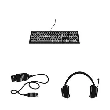 Vector illustration of laptop and device logo. Set of laptop and server stock Illustrazione stock