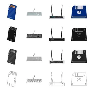 Vector illustration of laptop and device icon. Collection of laptop and server Stock Illustration