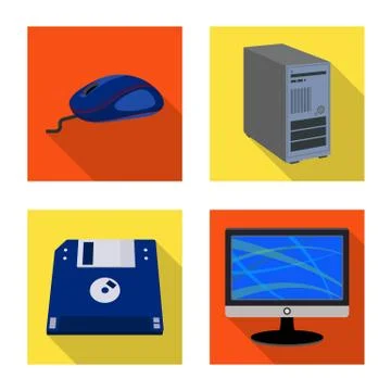 Vector illustration of laptop and device sign. Set of laptop and server vector Stock Illustration