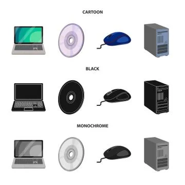 Vector illustration of laptop and device icon. Set of laptop and server vector Stock Illustration