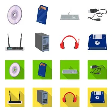 Vector illustration of laptop and device symbol. Collection of laptop and server 스톡 일러스트