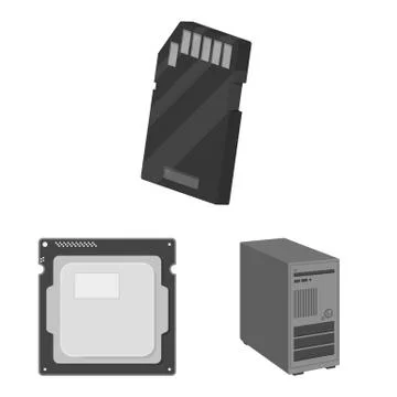 Vector illustration of laptop and device symbol. Set of laptop and server stock イラスト素材