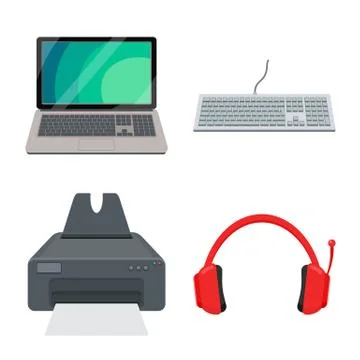Vector illustration of laptop and device sign. Collection of laptop and server Stock Illustration