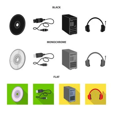 Vector illustration of laptop and device sign. Collection of laptop and server Illustrazione stock