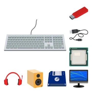 Vector illustration of laptop and device sign. Set of laptop and server stock イラスト素材