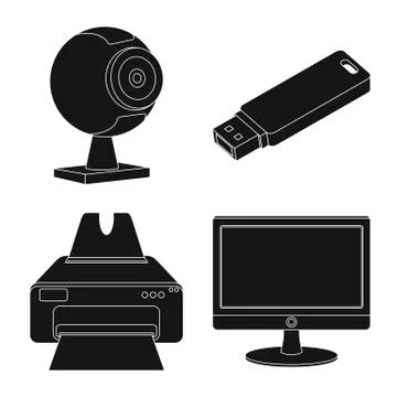 Vector illustration of laptop and device sign. Collection of laptop and server Illustrazione stock