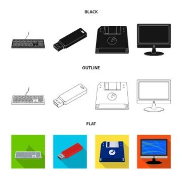 Vector illustration of laptop and device icon. Collection of laptop and server Stock Illustration