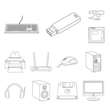 Vector illustration of laptop and device symbol. Collection of laptop and server イラスト素材