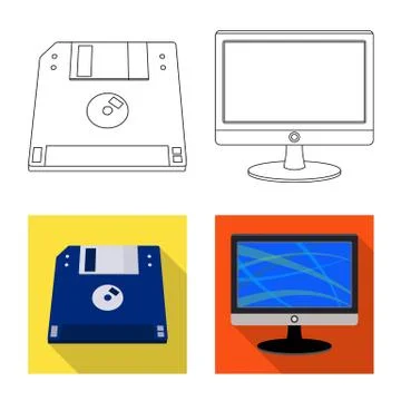 Vector illustration of laptop and device symbol. Set of laptop and server stock Illustrazione stock