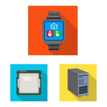Vector illustration of laptop and device symbol. Collection of laptop and server Stockillustratie