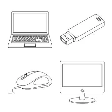 Vector illustration of laptop and device logo. Collection of laptop and server Stock Illustration