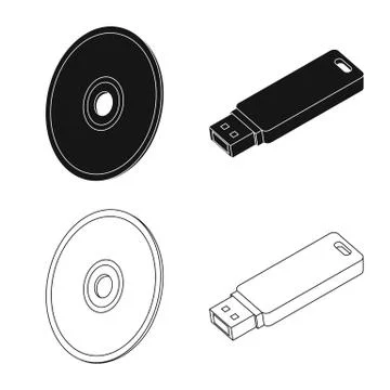 Vector illustration of laptop and device icon. Set of laptop and server stock Stock Illustration