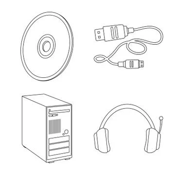 Vector illustration of laptop and device sign. Collection of laptop and server Illustrazione stock