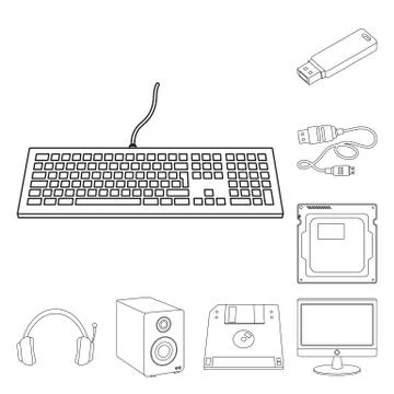 Vector illustration of laptop and device logo. Set of laptop and server stock Illustrazione stock
