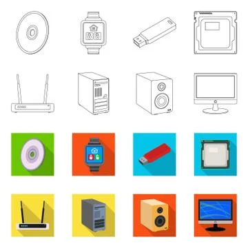 Vector illustration of laptop and device icon. Collection of laptop and server Stock Illustration