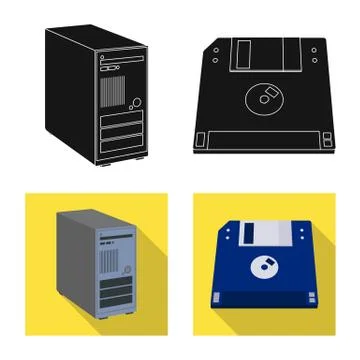 Vector illustration of laptop and device symbol. Collection of laptop and server Stock Illustration