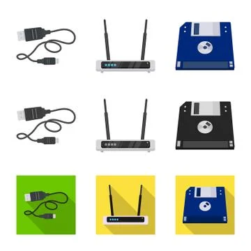 Vector illustration of laptop and device icon. Set of laptop and server vector Stock Illustration