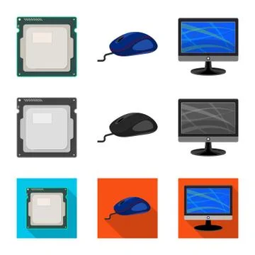 Vector illustration of laptop and device logo. Set of laptop and server vector Stock Illustration