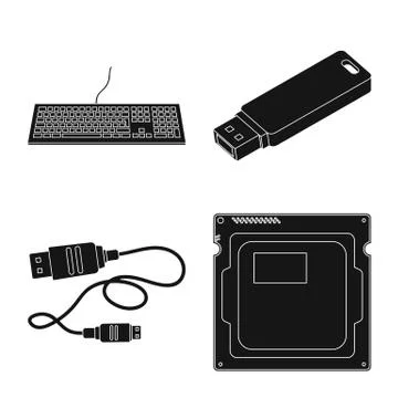 Vector illustration of laptop and device sign. Set of laptop and server stock Illustrazione stock