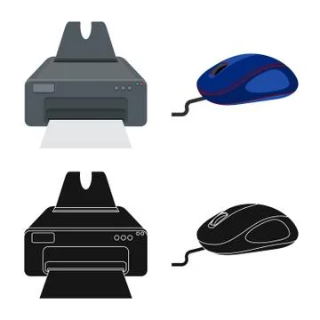 Vector illustration of laptop and device sign. Collection of laptop and server Stock Illustration
