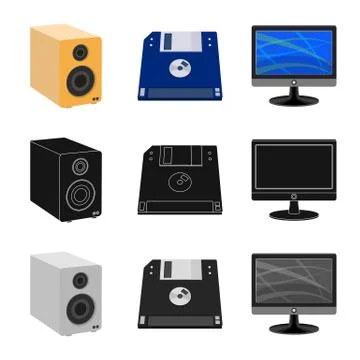 Vector illustration of laptop and device symbol. Set of laptop and server stock Illustrazione stock