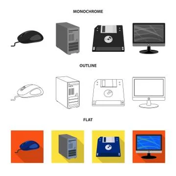 Vector illustration of laptop and device sign. Set of laptop and server stock 스톡 일러스트