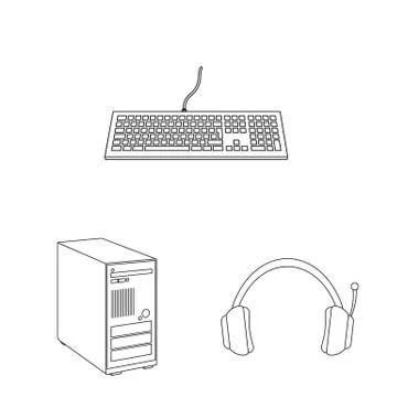 Vector illustration of laptop and device sign. Collection of laptop and server Stock Illustration