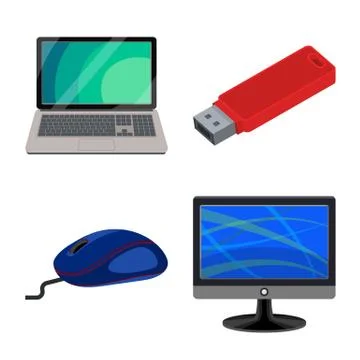 Vector illustration of laptop and device logo. Set of laptop and server stock Stock Illustration