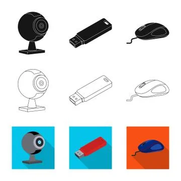 Vector illustration of laptop and device icon. Collection of laptop and server 스톡 일러스트