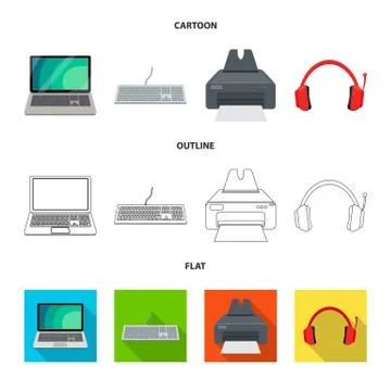 Vector illustration of laptop and device symbol. Set of laptop and server stock Stock Illustration