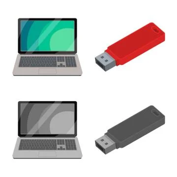 Vector illustration of laptop and device logo. Collection of laptop and server Stock Illustration