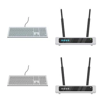 Vector illustration of laptop and device sign. Collection of laptop and server イラスト素材