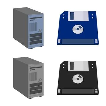 Vector illustration of laptop and device sign. Set of laptop and server stock 스톡 일러스트