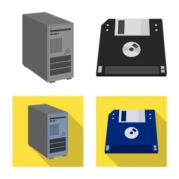 Vector illustration of laptop and device icon. Set of laptop and server stock 스톡 일러스트