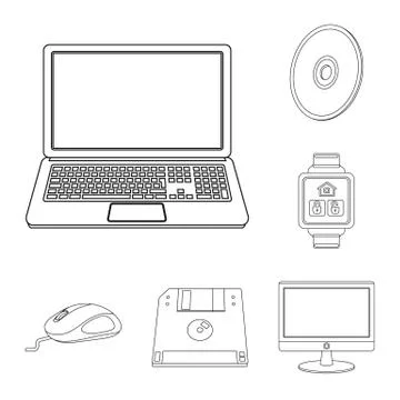Vector illustration of laptop and device symbol. Set of laptop and server vector Stock Illustration