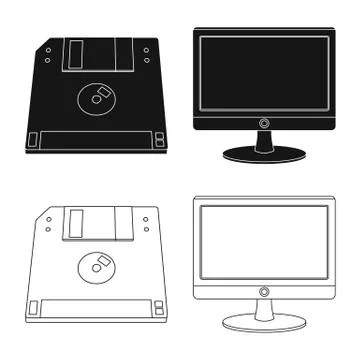 Vector illustration of laptop and device symbol. Set of laptop and server vector Illustrazione stock