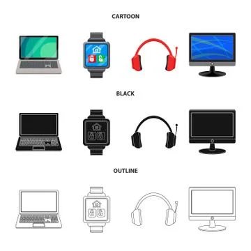 Vector illustration of laptop and device logo. Set of laptop and server vector Stock Illustration