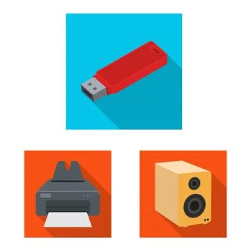 Vector illustration of laptop and device symbol. Collection of laptop and server 스톡 일러스트