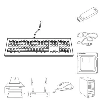 Vector illustration of laptop and device icon. Collection of laptop and server Stock Illustration