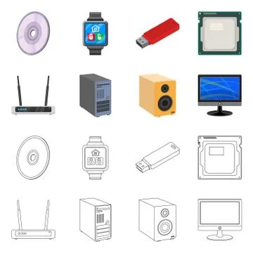 Vector illustration of laptop and device icon. Collection of laptop and server Stock Illustration