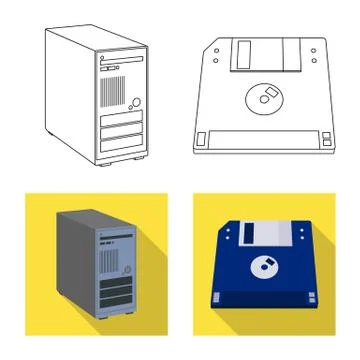 Vector illustration of laptop and device symbol. Set of laptop and server vector Stock Illustration