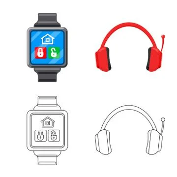 Vector illustration of laptop and device logo. Set of laptop and server stock Illustrazione stock